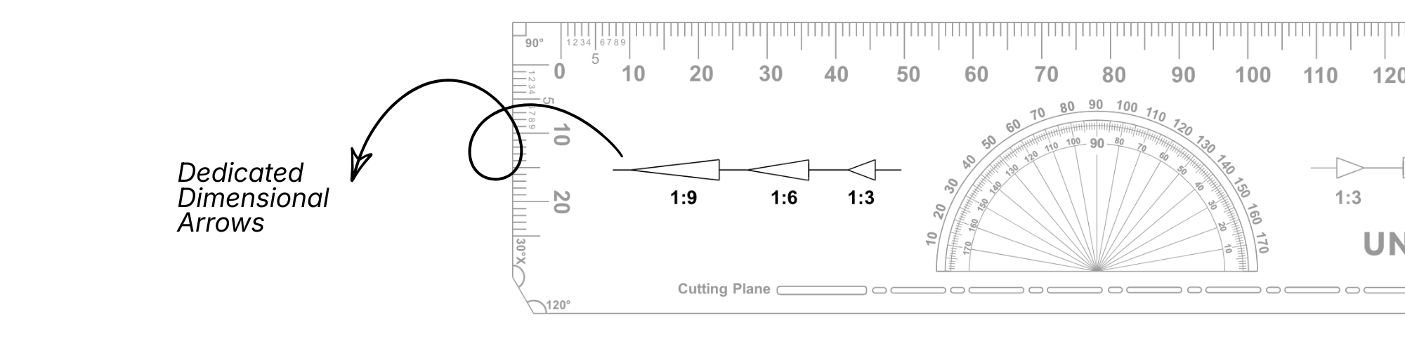 Dedicated dimensional arrows feature